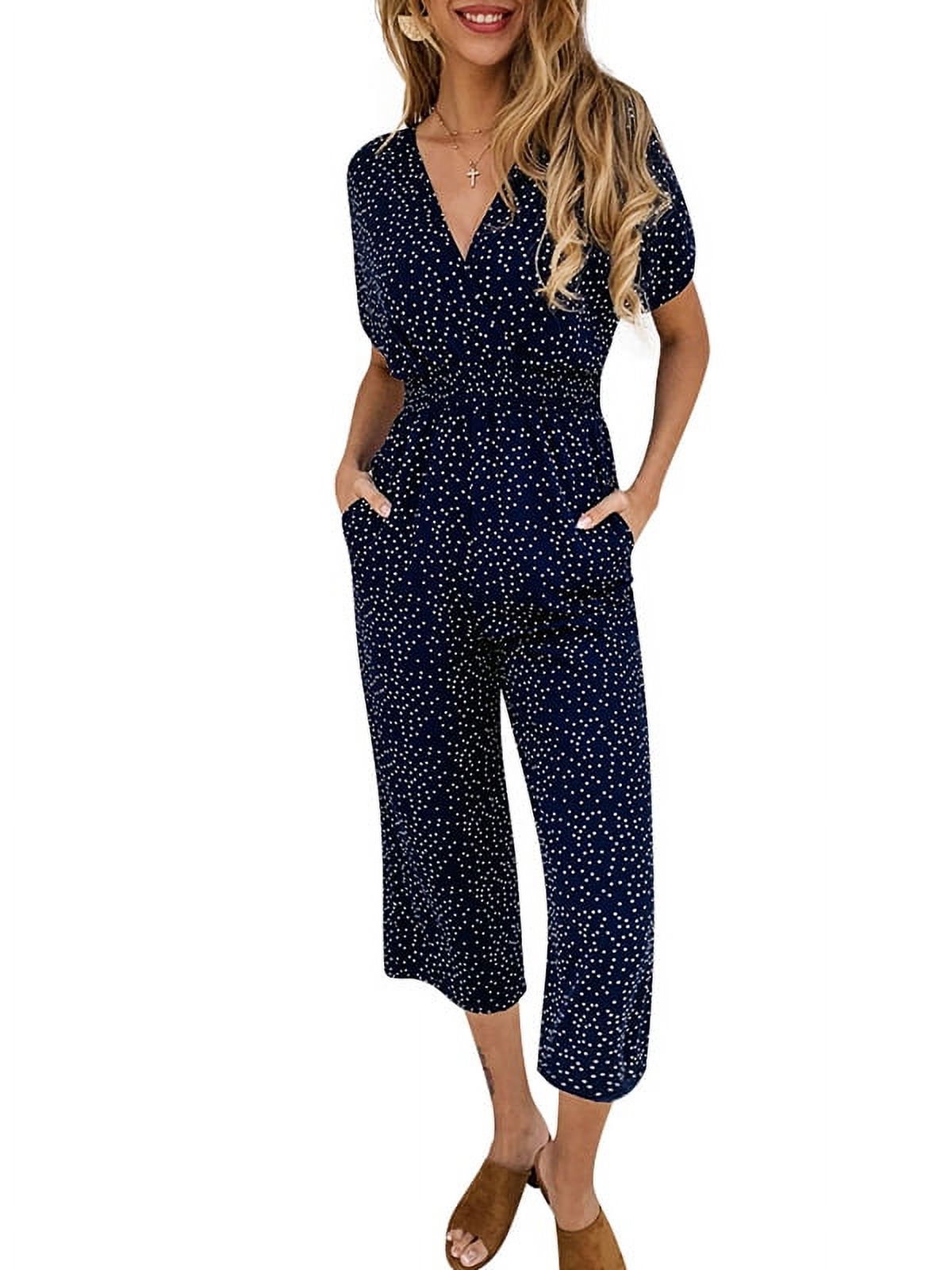 LilyLLL Womens Summer Short Sleeve Jumpsuit Casual Wide leg Playsuit